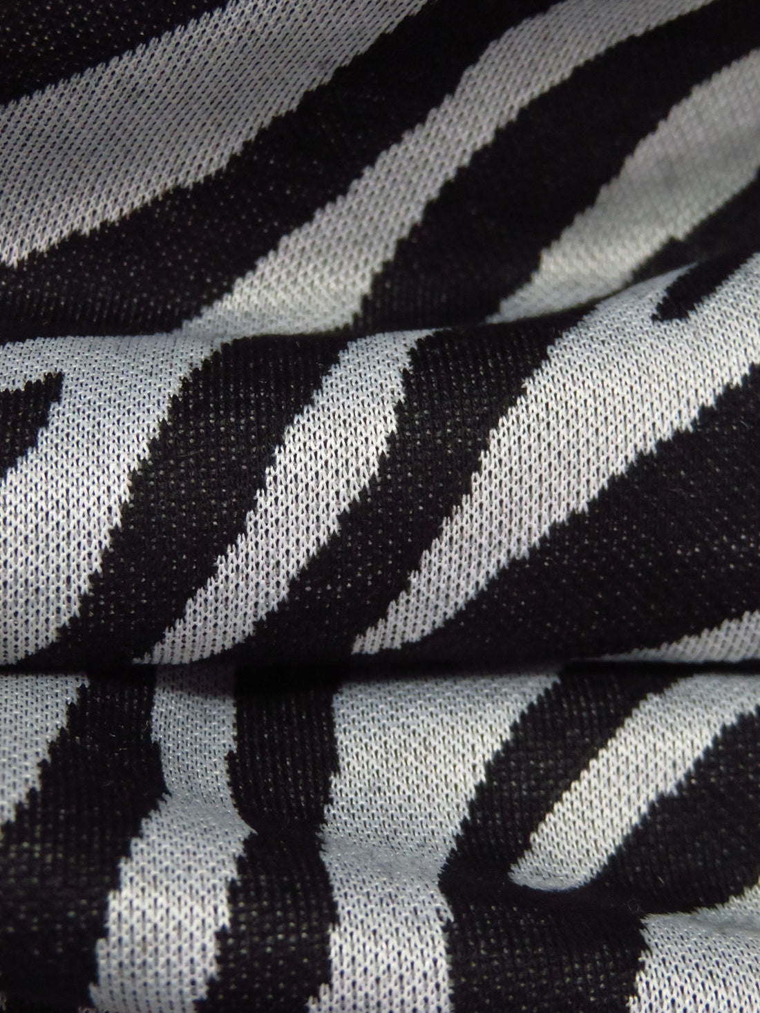 Black/Light Gray Polyester/Lycra Animal Weave Jacquard Double Knit 56W