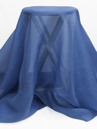 Dark Cornflower Blue 100% Silk Slubbed Organza - NY Designer - 55W