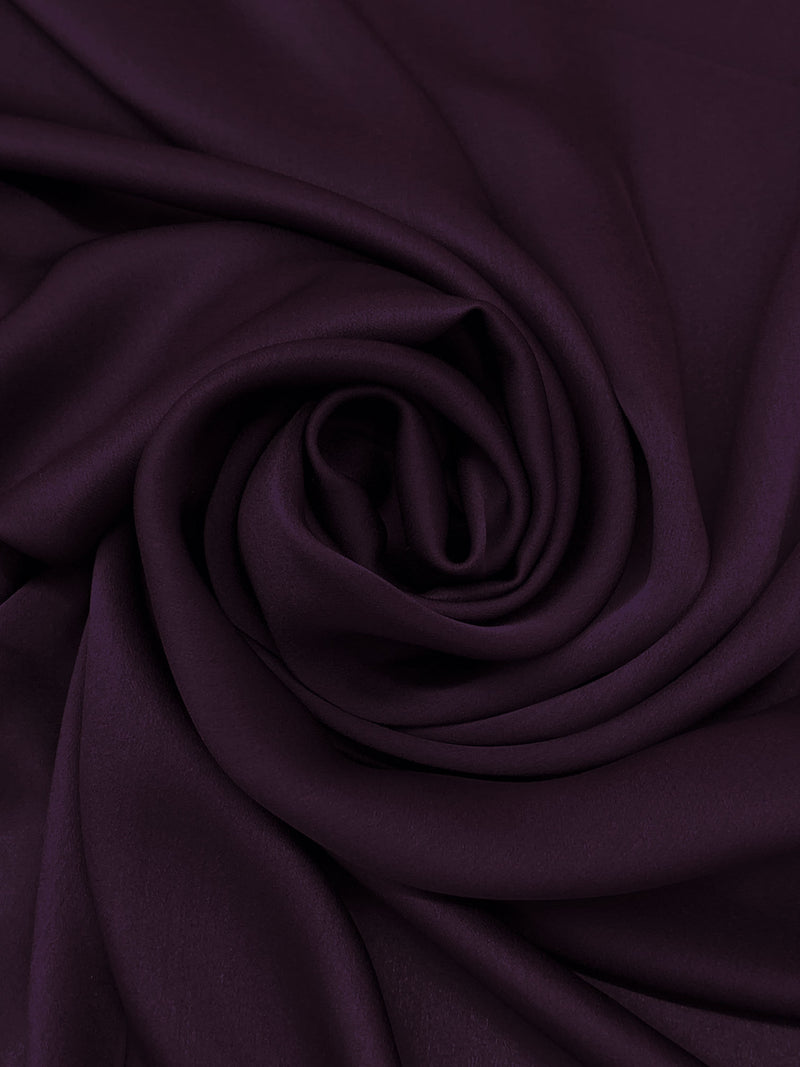 Deep Aubergine 100% Silk Satin-Faced Chiffon - NY Designer - 52W