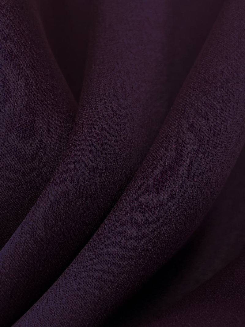 Deep Aubergine 100% Silk Satin-Faced Chiffon - NY Designer - 52W