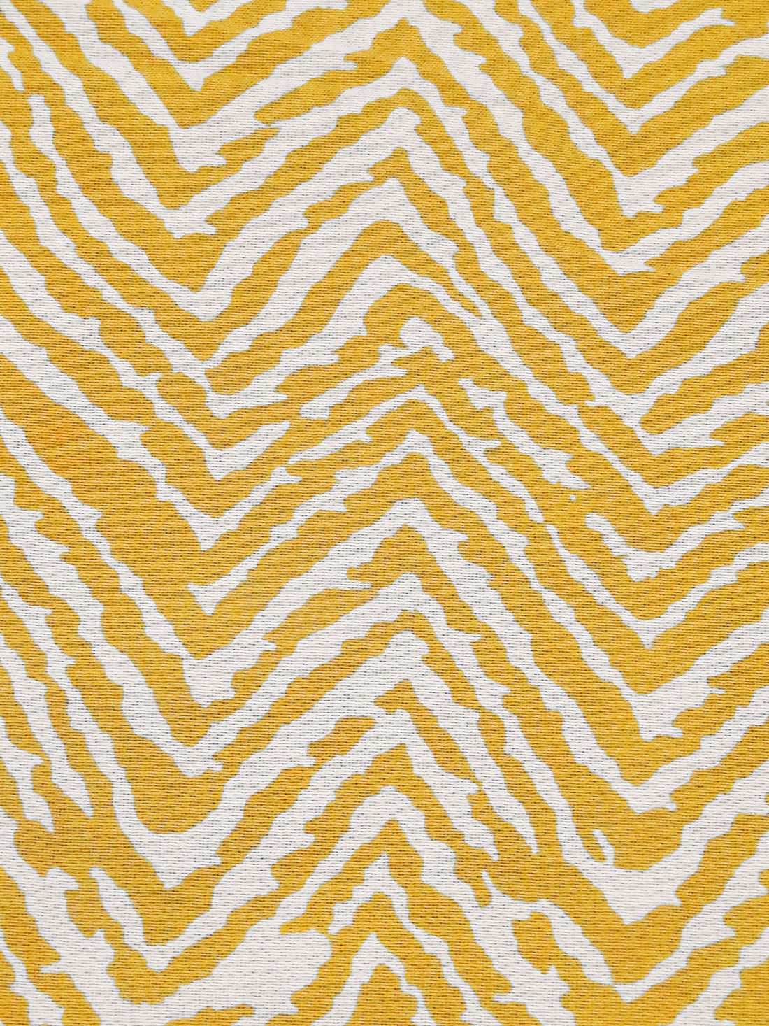 Marigold/Antique White 100% Silk Abstract Zig Zag Print Crepe De Chine - NY Designer - 45W