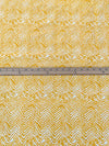 Marigold/Antique White 100% Silk Abstract Zig Zag Print Crepe De Chine - NY Designer - 45W