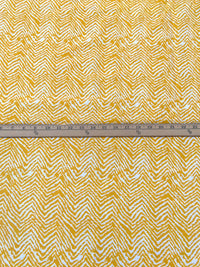 Marigold/Antique White 100% Silk Abstract Zig Zag Print Crepe De Chine - NY Designer - 45W