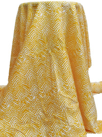 Marigold/Antique White 100% Silk Abstract Zig Zag Print Crepe De Chine - NY Designer - 45W