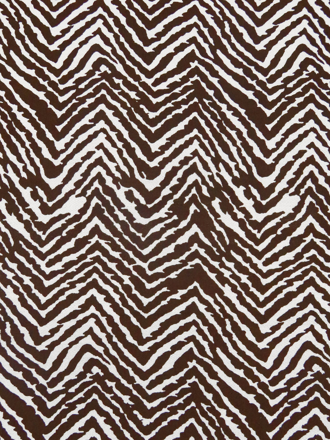 Bistre/Antique White 100% Silk Abstract Zig Zag Print Crepe De Chine - NY Designer - 45W