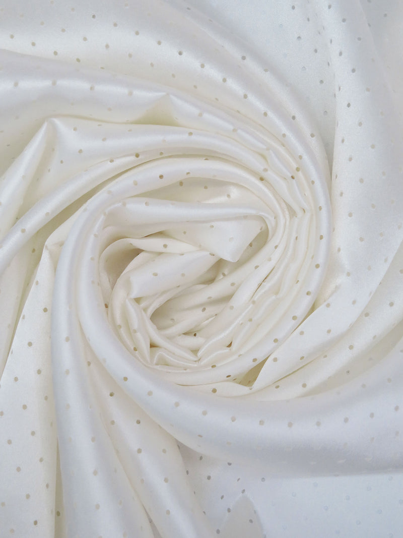 Antique White 100% Silk Laser Cut Dot Charmeuse - NY Designer - 54W