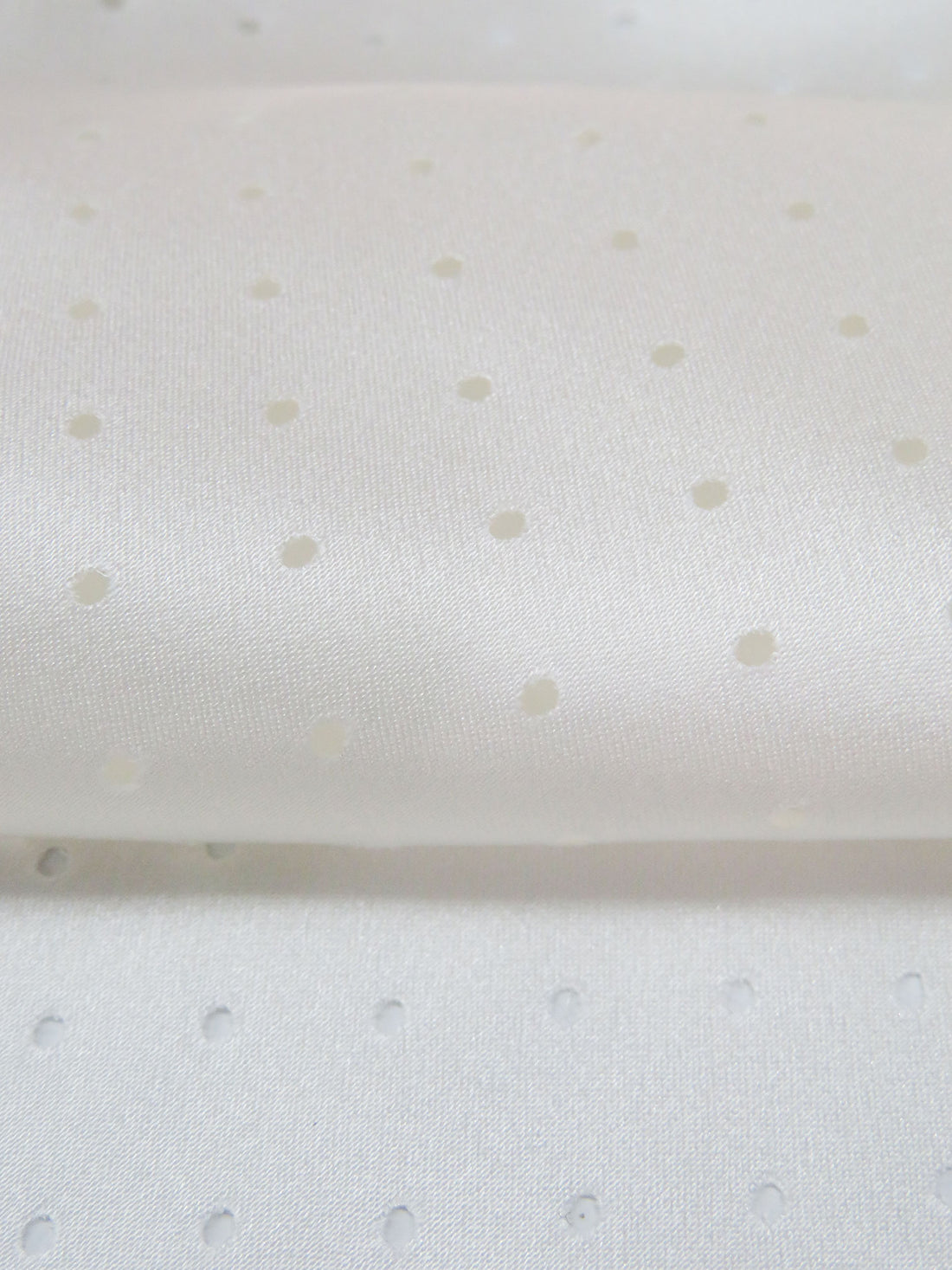 Antique White 100% Silk Laser Cut Dot Charmeuse - NY Designer - 54W