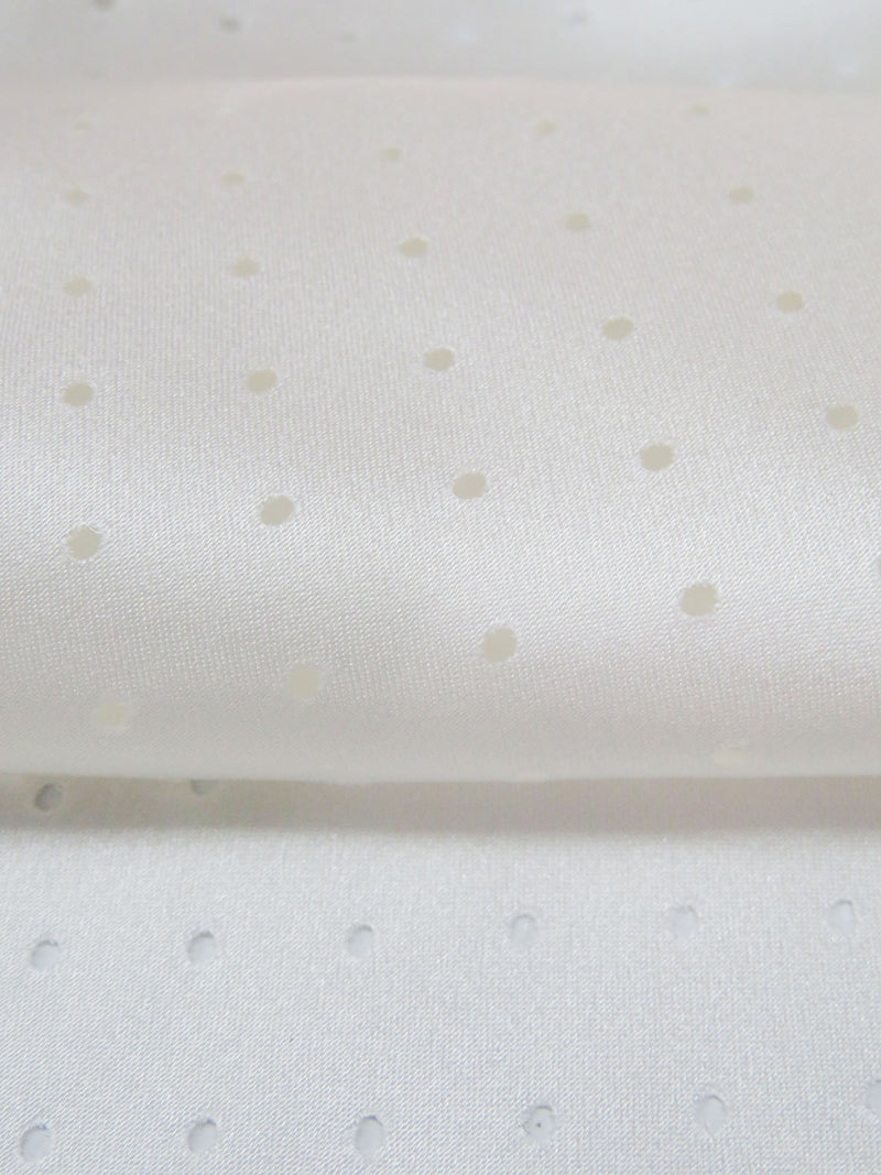 Antique White 100% Silk Laser Cut Dot Charmeuse - NY Designer - 54W