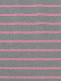 Sterling Gray/Taffy Pink Cotton/Lycra Horizontal Stripe Print Jersey Knit 70W