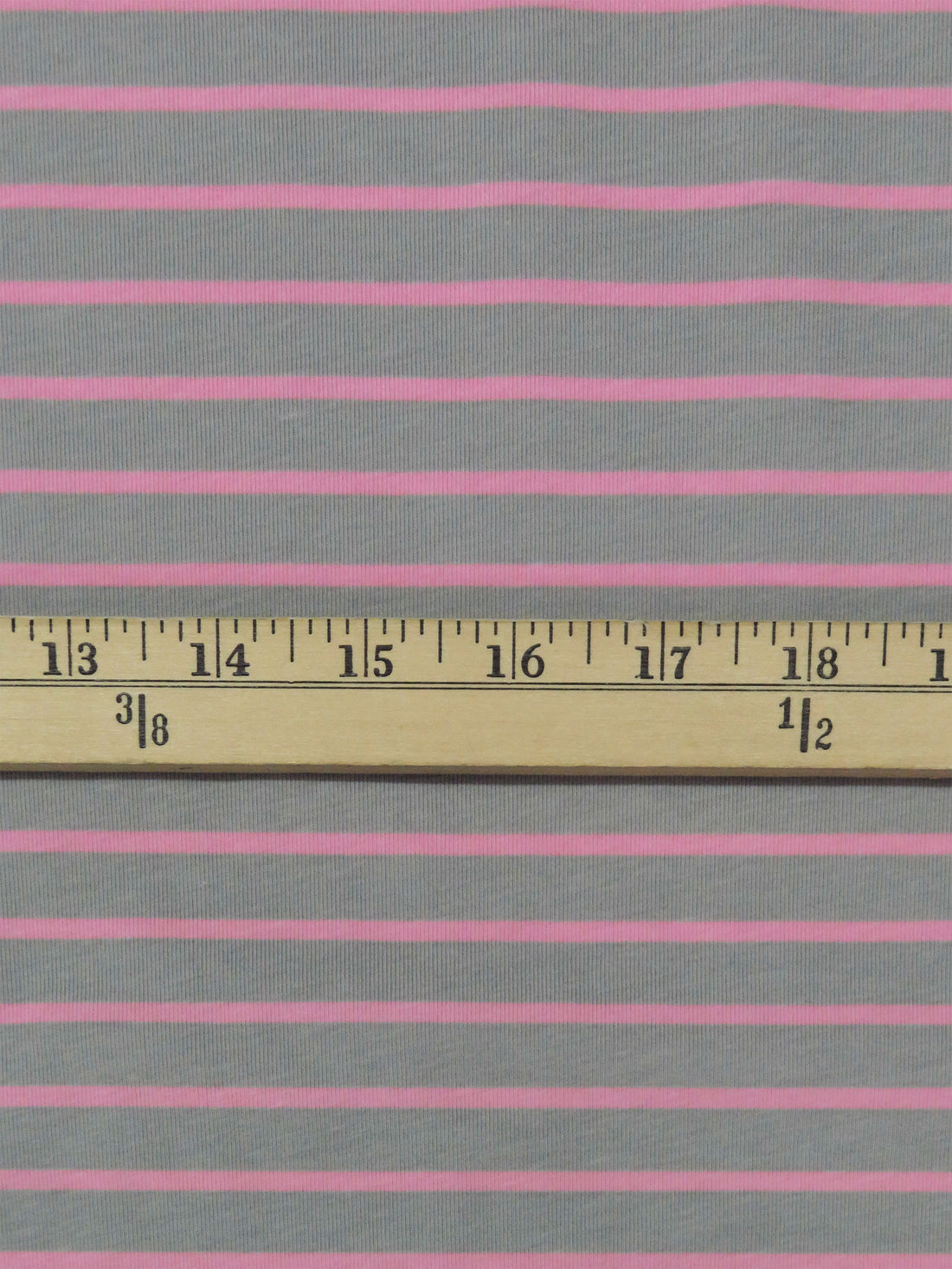 Sterling Gray/Taffy Pink Cotton/Lycra Horizontal Stripe Print Jersey Knit 70W