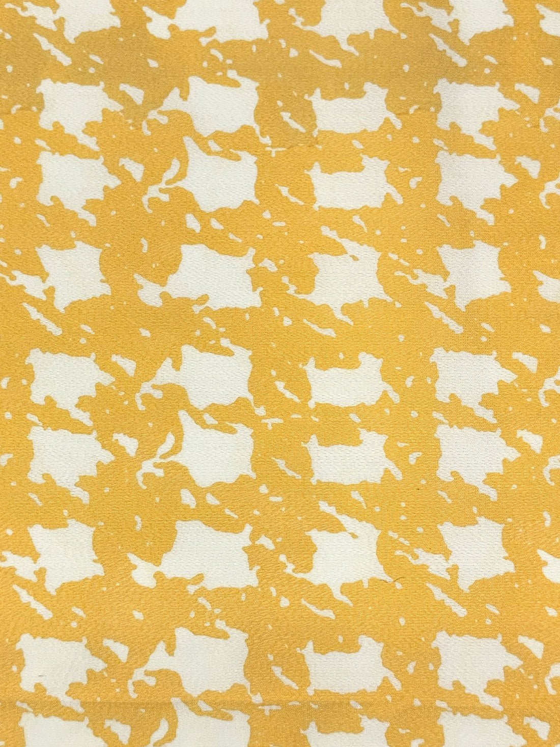 Goldenrod/Off-White 100% Silk Abstract Houndstooth-Look Print Crepe de Chine - NY Designer - 44W