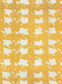 Goldenrod/Off-White 100% Silk Abstract Houndstooth-Look Print Crepe de Chine - NY Designer - 44W