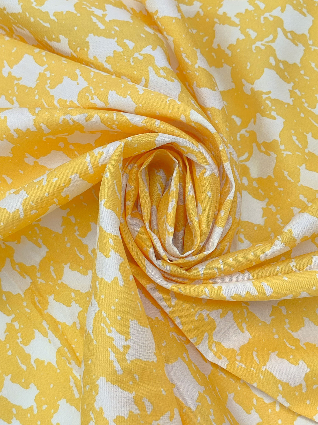 Goldenrod/Off-White 100% Silk Abstract Houndstooth-Look Print Crepe de Chine - NY Designer - 44W