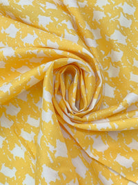 Goldenrod/Off-White 100% Silk Abstract Houndstooth-Look Print Crepe de Chine - NY Designer - 44W