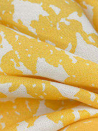 Goldenrod/Off-White 100% Silk Abstract Houndstooth-Look Print Crepe de Chine - NY Designer - 44W