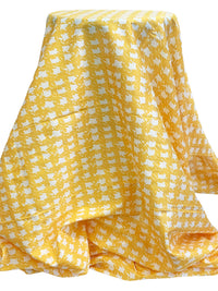 Goldenrod/Off-White 100% Silk Abstract Houndstooth-Look Print Crepe de Chine - NY Designer - 44W