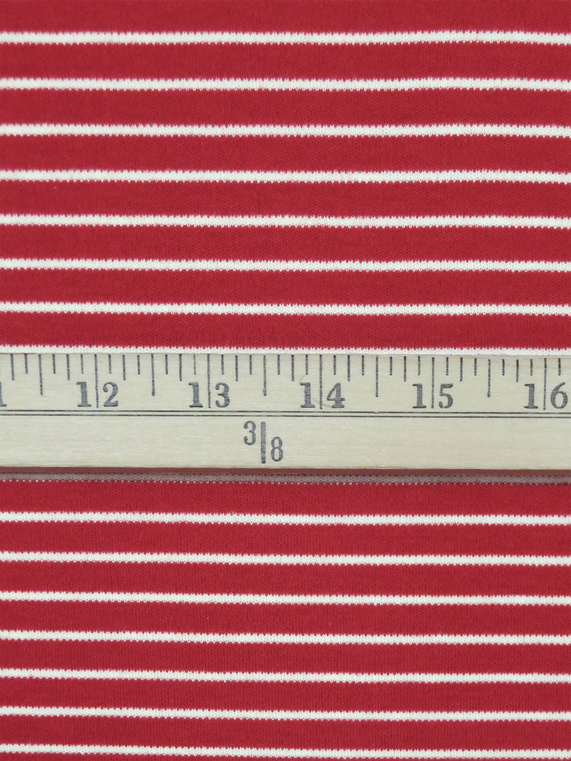 Cardinal Red/White Cotton/Polyester Horizontal Stripe Interlock Knit 62W