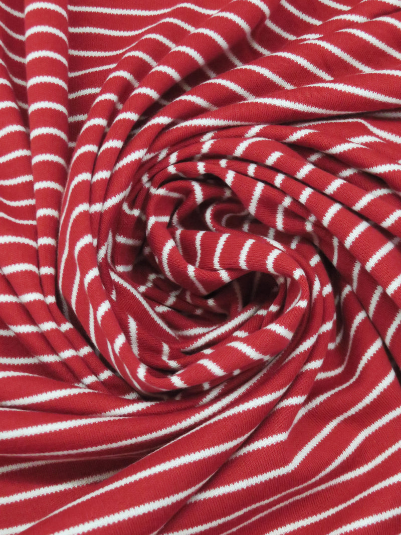 Cardinal Red/White Cotton/Polyester Horizontal Stripe Interlock Knit 62W