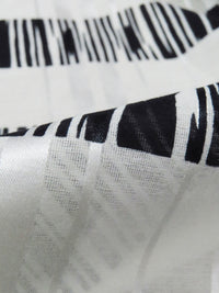 Black/Bone White/Bright White Silk/Cotton Horizontal Distressed Stripe Print On Vertical Sateen Stripe Voile - NY Designer - 45W