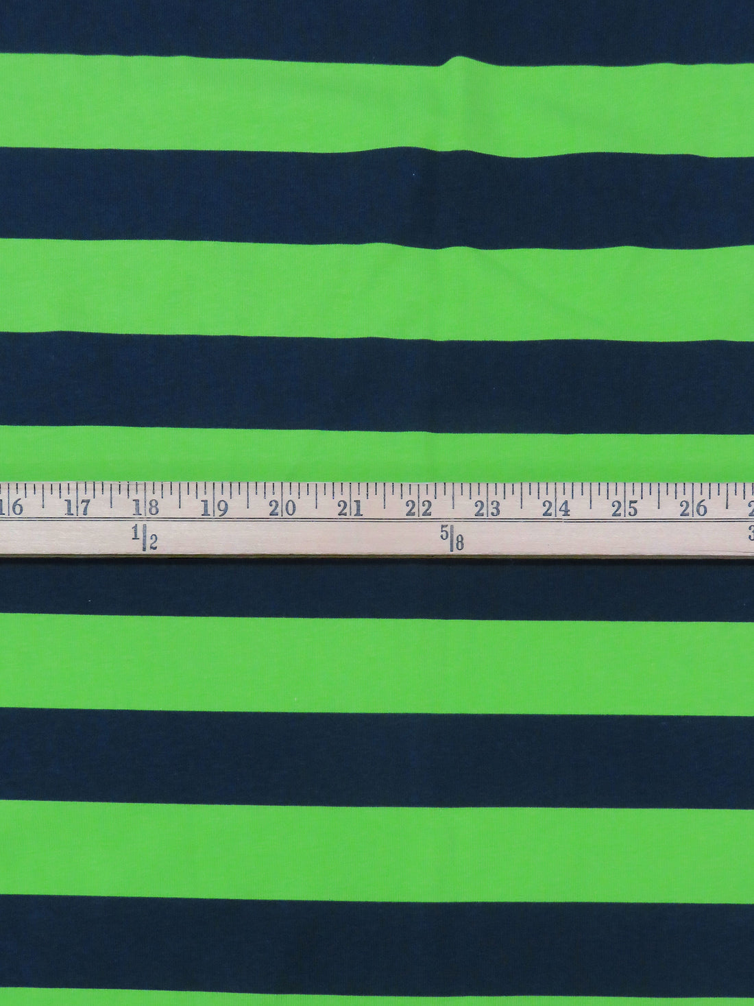 Kiwi Green/Muted Midnight Navy Cotton/Lycra Large Horizontal Stripe Print Jersey Knit 62W