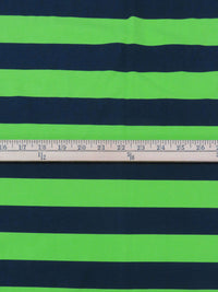 Kiwi Green/Muted Midnight Navy Cotton/Lycra Large Horizontal Stripe Print Jersey Knit 62W