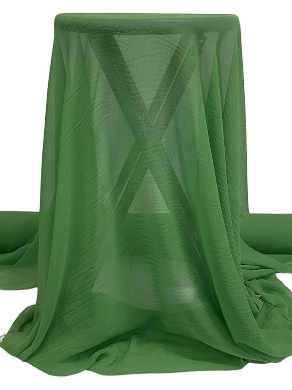 Fern Green 100% Silk Crinkle Chiffon 44W