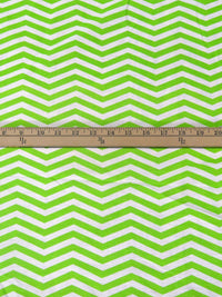 Lime/White 100% Silk Zig Zag Print Crepe de Chine - NY Designer - 44W