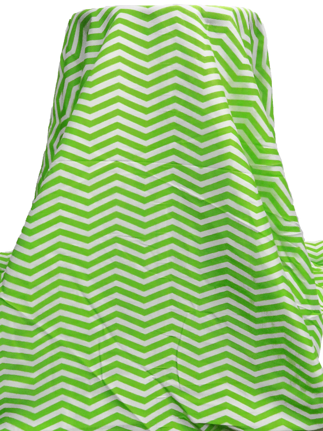 Lime/White 100% Silk Zig Zag Print Crepe de Chine - NY Designer - 44W