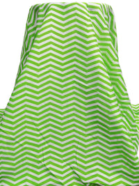 Lime/White 100% Silk Zig Zag Print Crepe de Chine - NY Designer - 44W