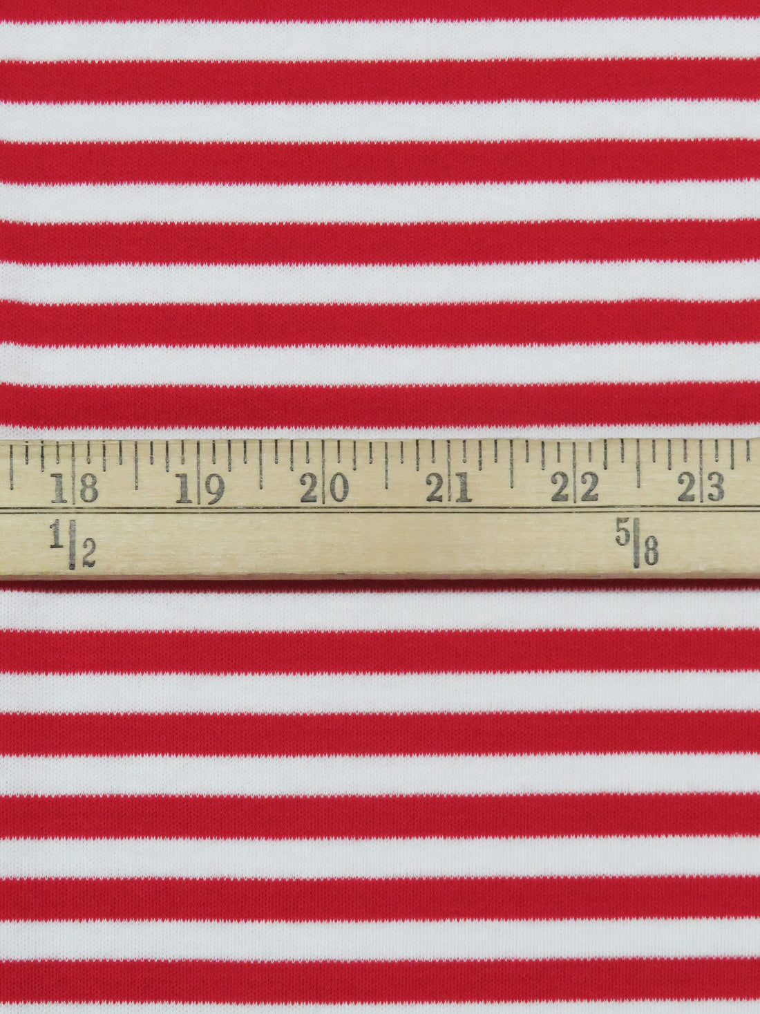 White/Candy Red Cotton/Polyester Horizontal Stripe Interlock Knit 62W