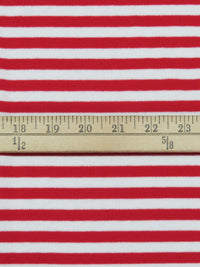 White/Candy Red Cotton/Polyester Horizontal Stripe Interlock Knit 62W