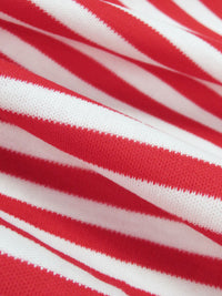 White/Candy Red Cotton/Polyester Horizontal Stripe Interlock Knit 62W