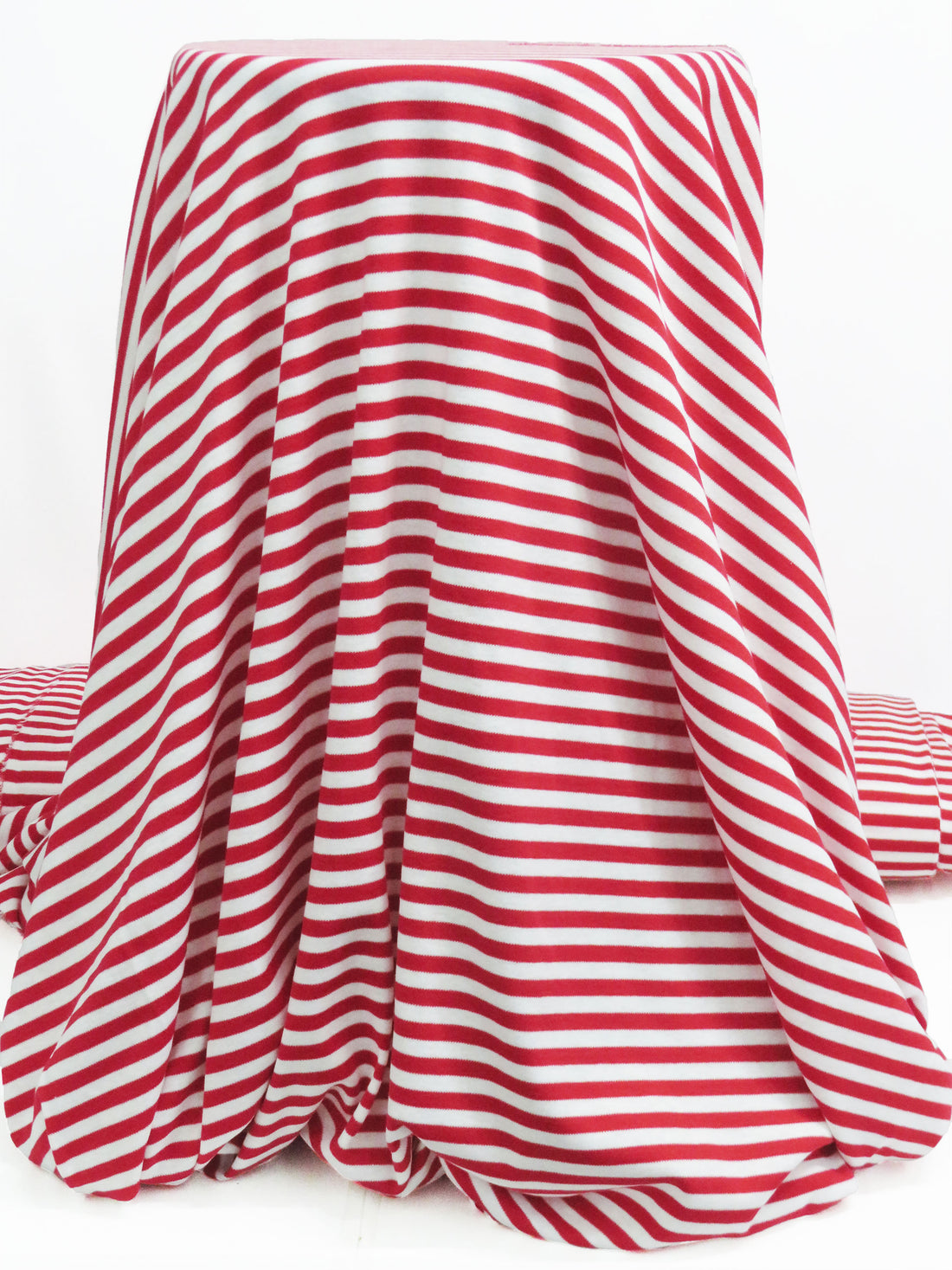 White/Candy Red Cotton/Polyester Horizontal Stripe Interlock Knit 62W