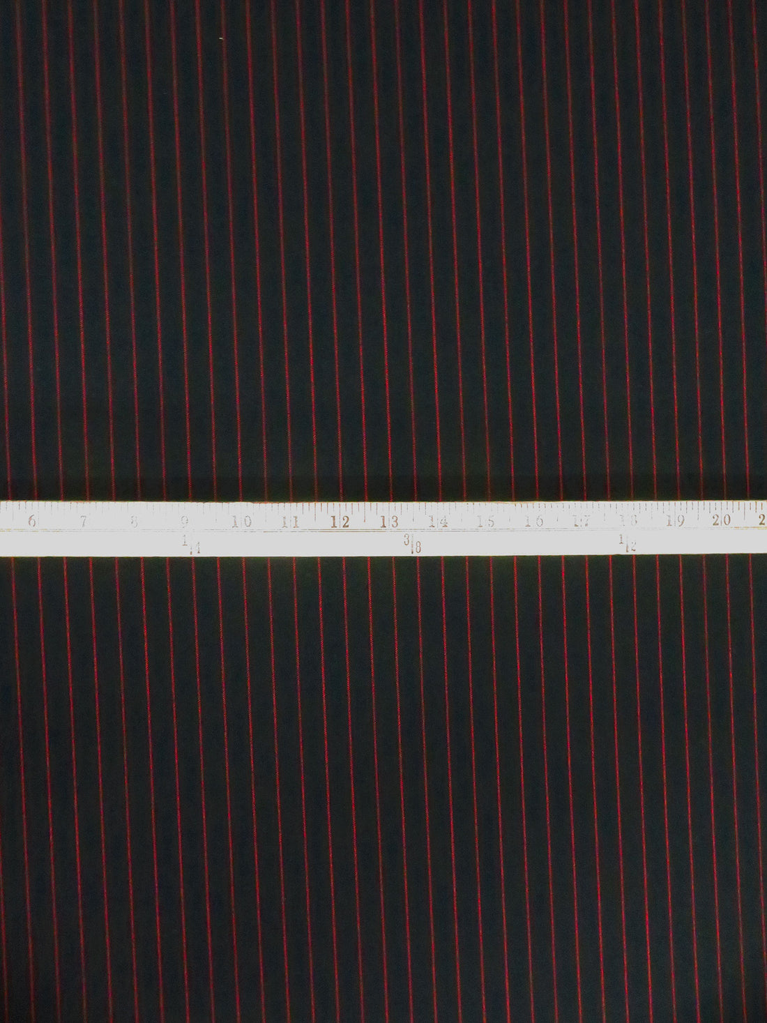 Black/Red Polyester/Wool Vertical Pinstripe Weave Suiting 61W