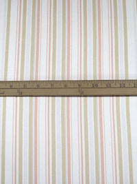 Dusty Coral/Off-White/Ecru/Multi Silk/Lycra Vertical Stripe Print Stretch Charmeuse - NY Designer - 41W