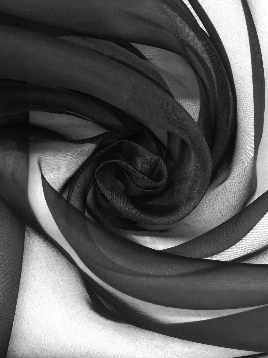 Black 100% Silk Organza - NY Designer - 55W