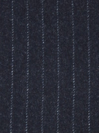 Heathered Slate Blue/Pale Cloud Gray Wool/Nylon Vertical Stripe Flannel Suiting - NY Designer - 55W