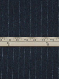 Heathered Slate Blue/Pale Cloud Gray Wool/Nylon Vertical Stripe Flannel Suiting - NY Designer - 55W