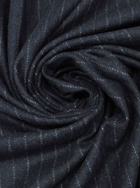 Heathered Slate Blue/Pale Cloud Gray Wool/Nylon Vertical Stripe Flannel Suiting - NY Designer - 55W