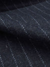 Heathered Slate Blue/Pale Cloud Gray Wool/Nylon Vertical Stripe Flannel Suiting - NY Designer - 55W