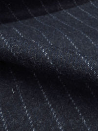 Heathered Slate Blue/Pale Cloud Gray Wool/Nylon Vertical Stripe Flannel Suiting - NY Designer - 55W