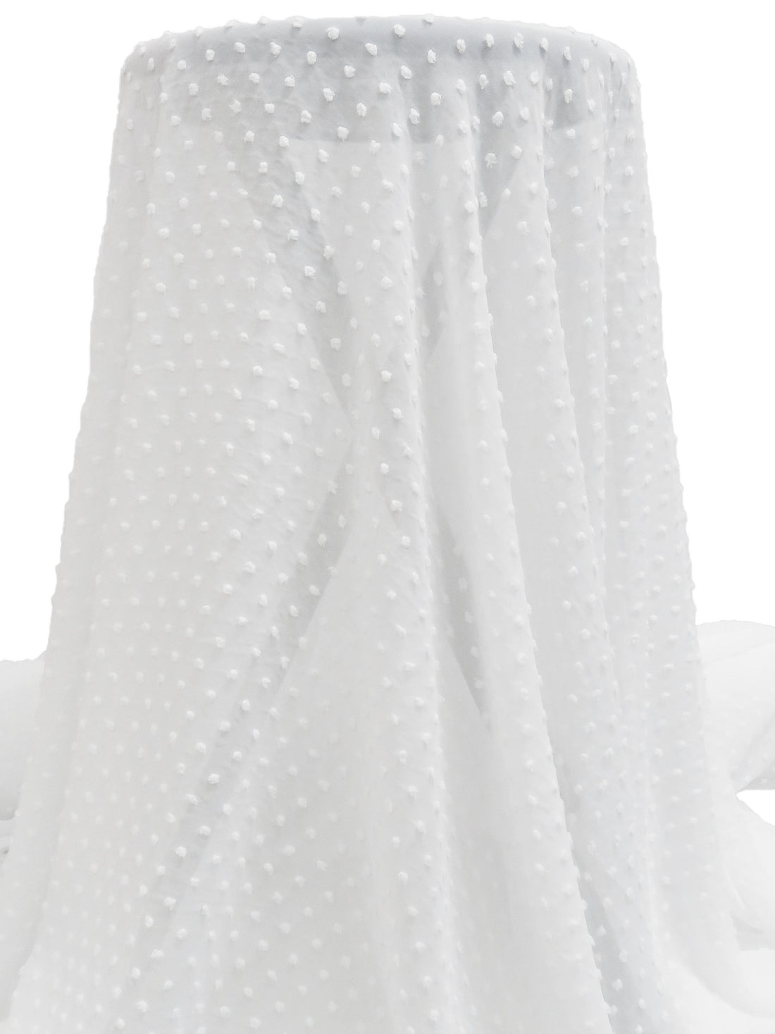 Ghost White 100% Polyester Clipped Dot Chiffon 57W