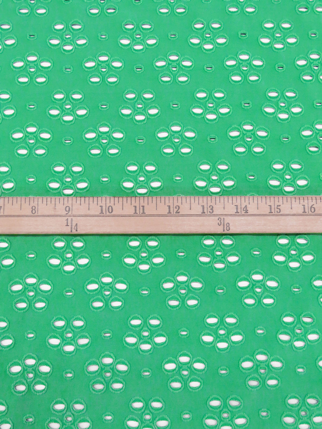 Shamrock Green Polyester/Lycra Abstract Weave Eyelet Knit 54W