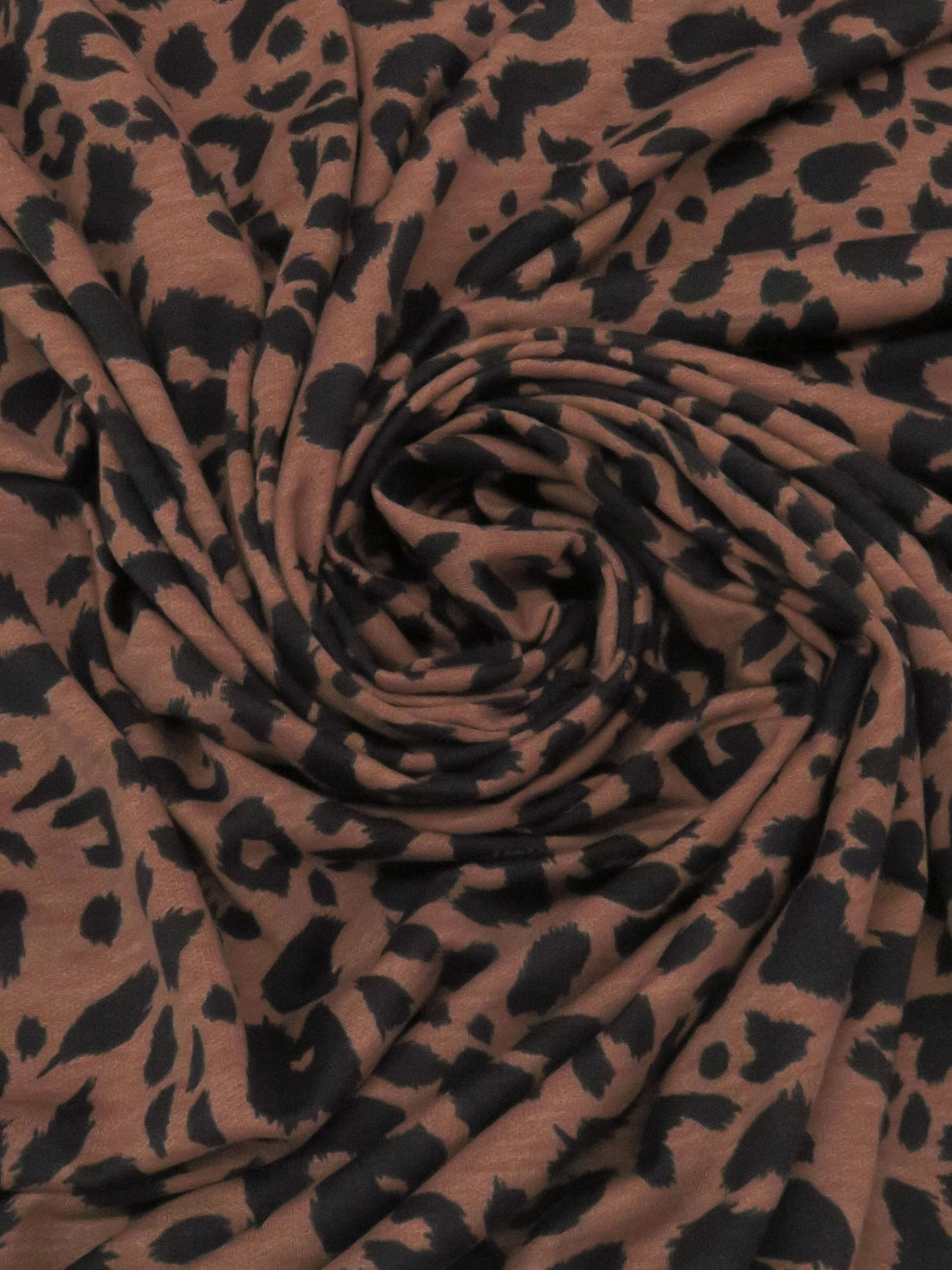 Terra Cotta Brown/Black Polyester/Lycra Animal Print French Terry Knit 57W