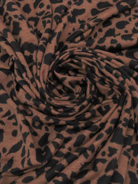 Terra Cotta Brown/Black Polyester/Lycra Animal Print French Terry Knit 57W