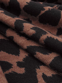 Terra Cotta Brown/Black Polyester/Lycra Animal Print French Terry Knit 57W