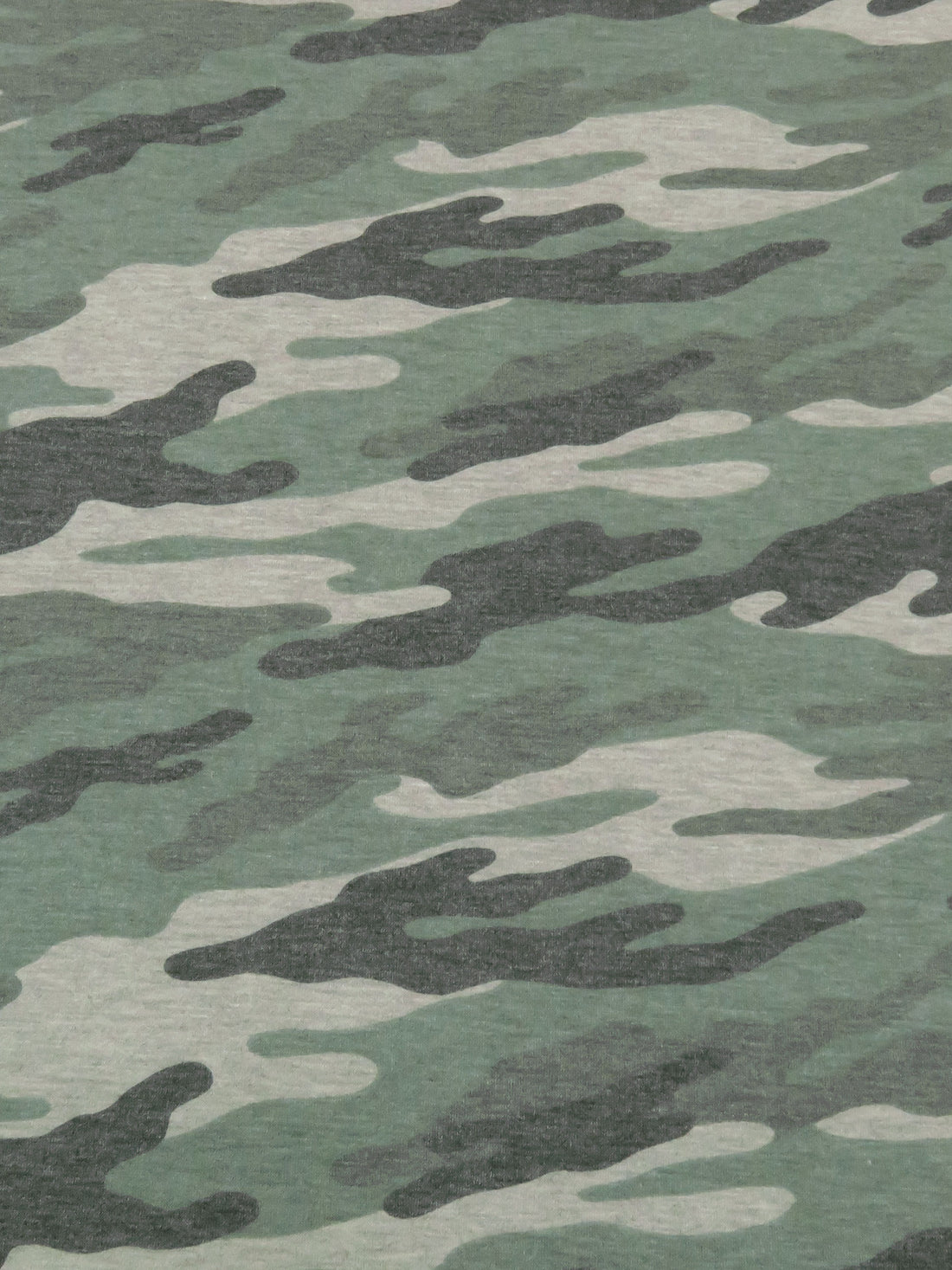 Kale Green/Wet Cement/Muted Black/Multi Polyester/Lycra Heathered Camouflage Print French Terry Knit 60W