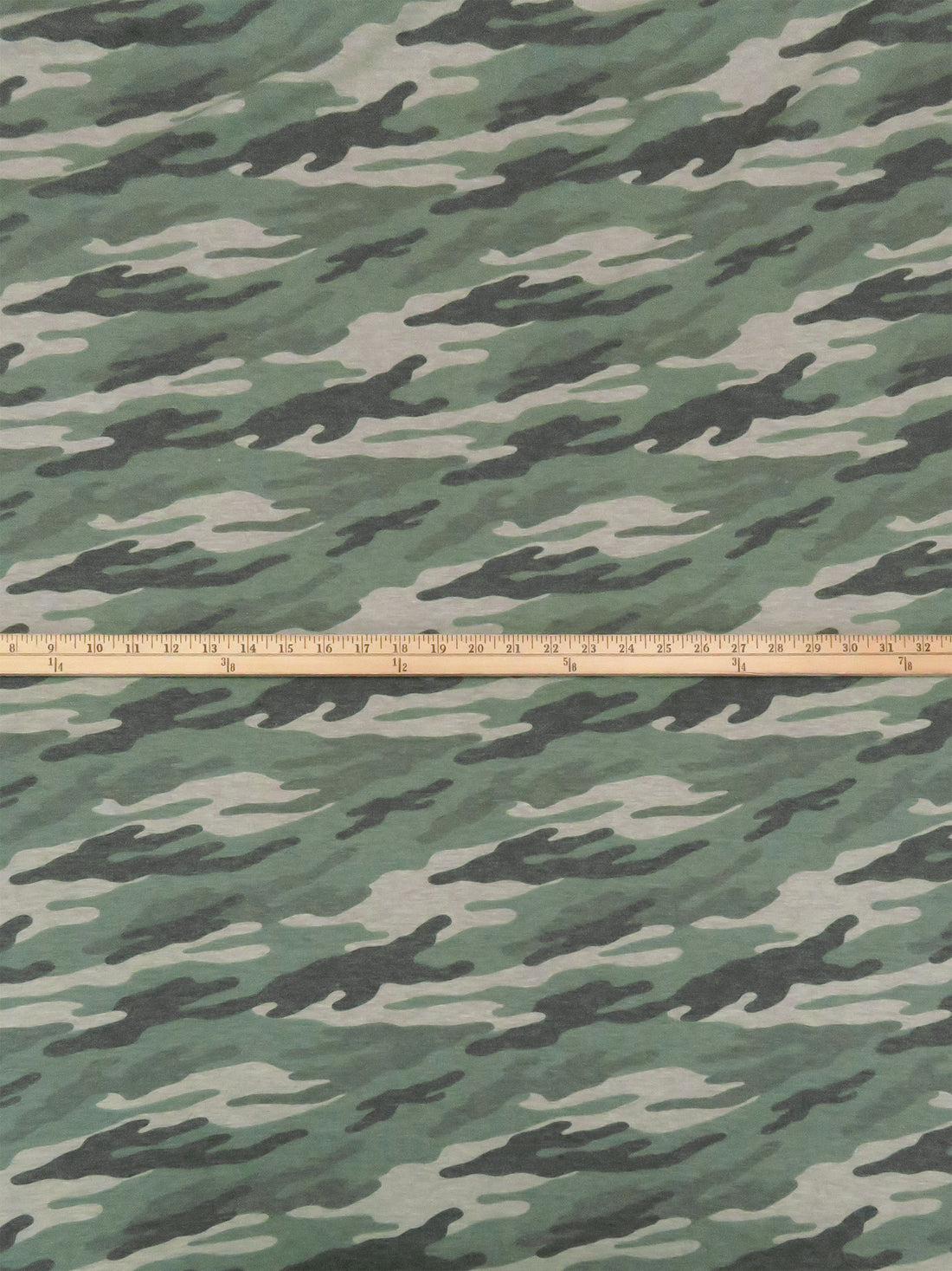 Kale Green/Wet Cement/Muted Black/Multi Polyester/Lycra Heathered Camouflage Print French Terry Knit 60W