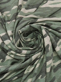 Kale Green/Wet Cement/Muted Black/Multi Polyester/Lycra Heathered Camouflage Print French Terry Knit 60W
