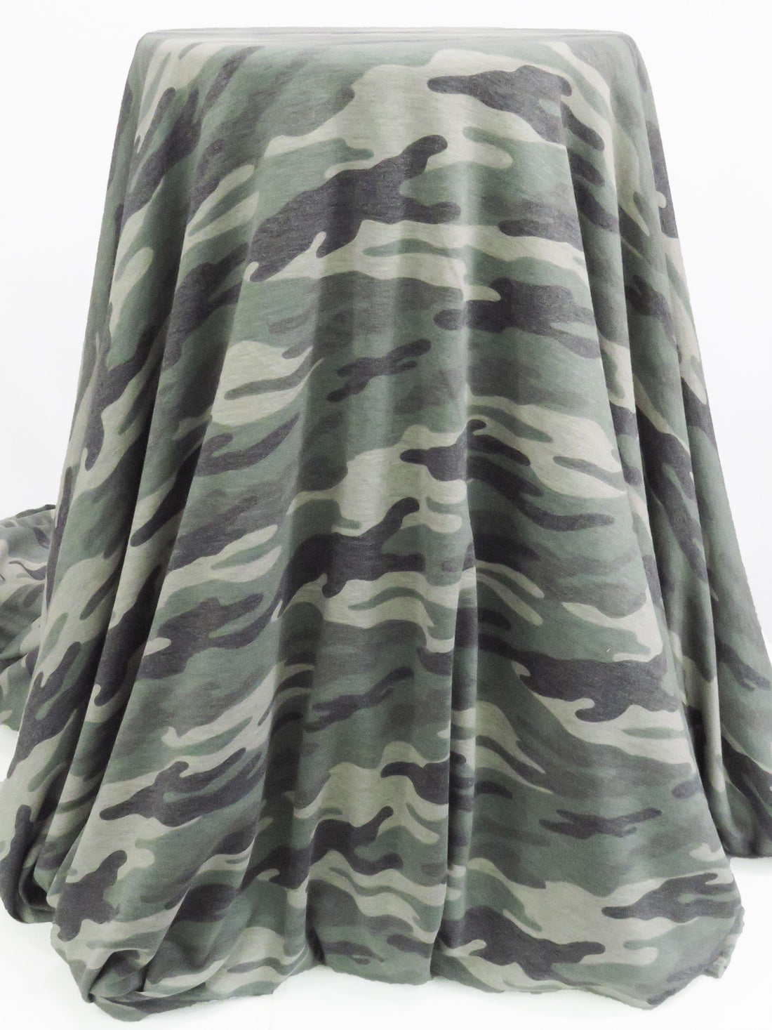 Kale Green/Wet Cement/Muted Black/Multi Polyester/Lycra Heathered Camouflage Print French Terry Knit 60W